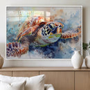 Watercolor Sea Turtle Wall Art Canvas Print - Vibrant Ocean