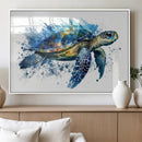 Turtle Wall Art Canvas Print, Framed Watercolor Turtle Art
