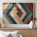 Geometric Wood Art Wall Decor Canvas Print, Rustic Wooden