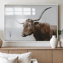 Rustic Bull Wall Art Canvas Print – Modern Longhorn