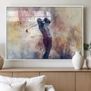 Abstract Watercolor Golf Player Wall Art Canvas Print