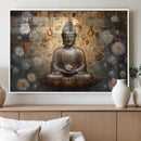 Golden Buddha Wall Art Canvas Print | Zen Meditation Floral