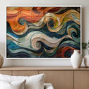 Abstract Wave Wall Art | Ready to Hang Framed Canvas Print |