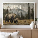 Rustic Grizzly 399 Bear Family Wall Art Canvas Print
