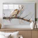 Barn Owl Wall Art on Branch | Stunning Canvas Print for