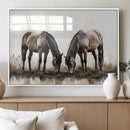 Chines Ink Style Horses Wall Art Canvas Print