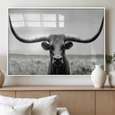 Longhorn Bull Canvas Print | Rustic Farmhouse Wall Art |