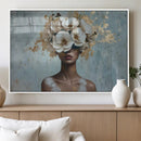 Golden Petal Wall Art - Petal Silhouette Woman Wall Art by MyGreatCanvas | Canvas Wall Art Prints | Photo Prints & Wall Decor