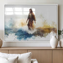 Watercolor Jesus Walking Wall Art Print, Jesus Water Canvas