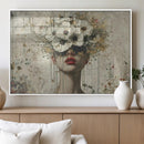 Abstract Floral Women Patel Wall Art Canvas Print