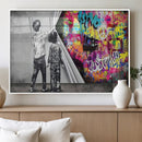 Banksy Print - Street Art Canvas Wall Art - Kids Revealing