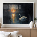 Abstract Swan on Water Wall Art Canvas Print - Elegant