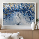 Blue and Gold Abstract Tree Wall Art Canvas Print | Modern