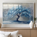 Abstract Blue Tree Art Canvas Print, Majestic Tree Wall Art