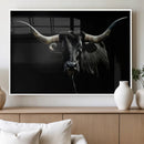 Texas Black Longhorn Bull Wall Art Canvas Print - Western by MyGreatCanvas | Canvas Wall Art Prints | Photo Prints & Wall Decor