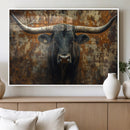 Longhorn Texas Cow Bull Wall Art | Rustic Farmhouse Canvas by MyGreatCanvas | Canvas Wall Art Prints | Photo Prints & Wall Decor