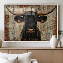 Rustic Texas Artwork Wall Art Canvas Print - Abstract Cow