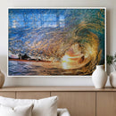Ocean Wave at Sunset Canvas Wall Art – Vibrant Coastal Beach