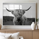 Highland Cow Wall Art | Black and White Farmhouse Decor |