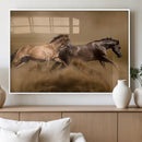 Large Wall Art Canvas Print – Two Running Brown Horses