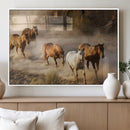 Large Wall Art 5 Horses Running on Sand Canvas Print