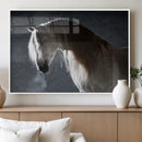 Large Wall Art Cream Colored Horse on Grey Background Canvas