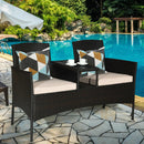 Modern Patio Conversation Set with Built-in Coffee Table and Cushions by LJGDeals