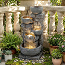 33" H Outdoor Water Fountain with LED Lights for Patio by DirectDeals