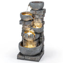 33" H Outdoor Water Fountain with LED Lights for Patio by DirectDeals