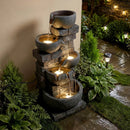 33" H Outdoor Water Fountain with LED Lights for Patio by DirectDeals