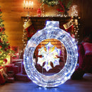 33 Inch Lighted Snowflake Wreath with Hanging Ring and Support Bracket by LJGDeals