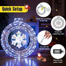 33 Inch Lighted Snowflake Wreath with Hanging Ring and Support Bracket by LJGDeals