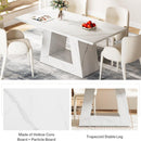 Dining Table For 4 To 6 People, With Trapezoid Base For Dining Room - White by HouseOfZazla