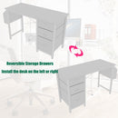 Office Desk With Power Outlet, 3 Drawers And Side Pocket For Office - White by HouseOfZazla