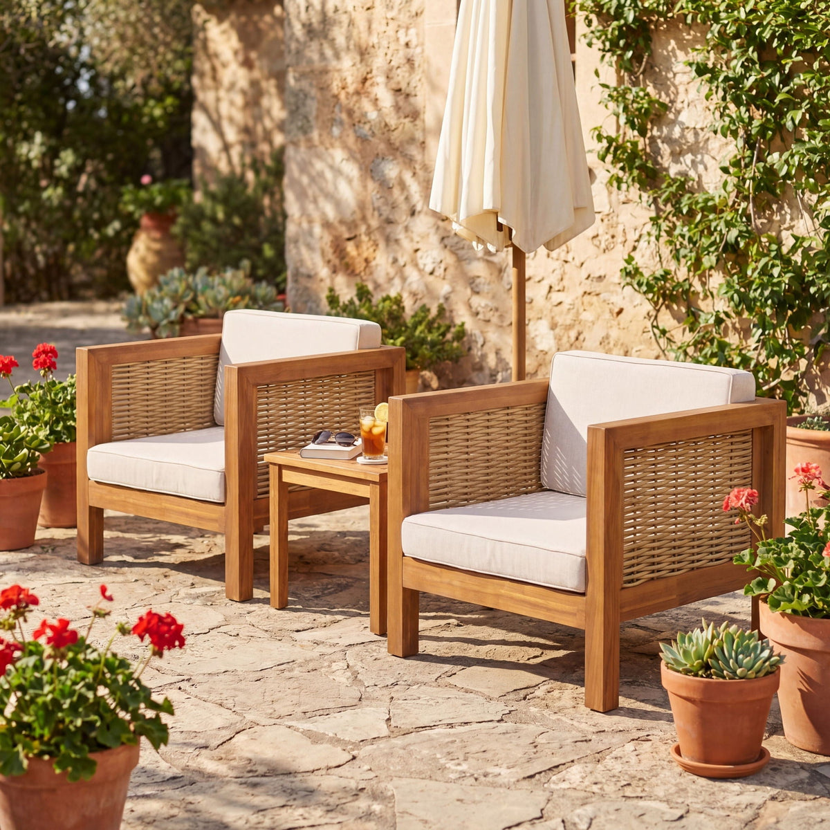 Outdoor Club Chair With Wicker Armrest, photo 4 of 17