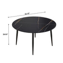 Modern Artificial Stone Round Dining Table With Metal Legs, Can Accommodate 6 People - Black by Unique Piece Furniture