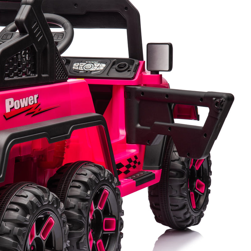 24V Ride On Large PickUp Truck car for Kids,ride On 4WD Toys with Remote Control,Parents Can Assist in Driving,Bluetooth music version,Pickup truck design with spacious storage in the rear.