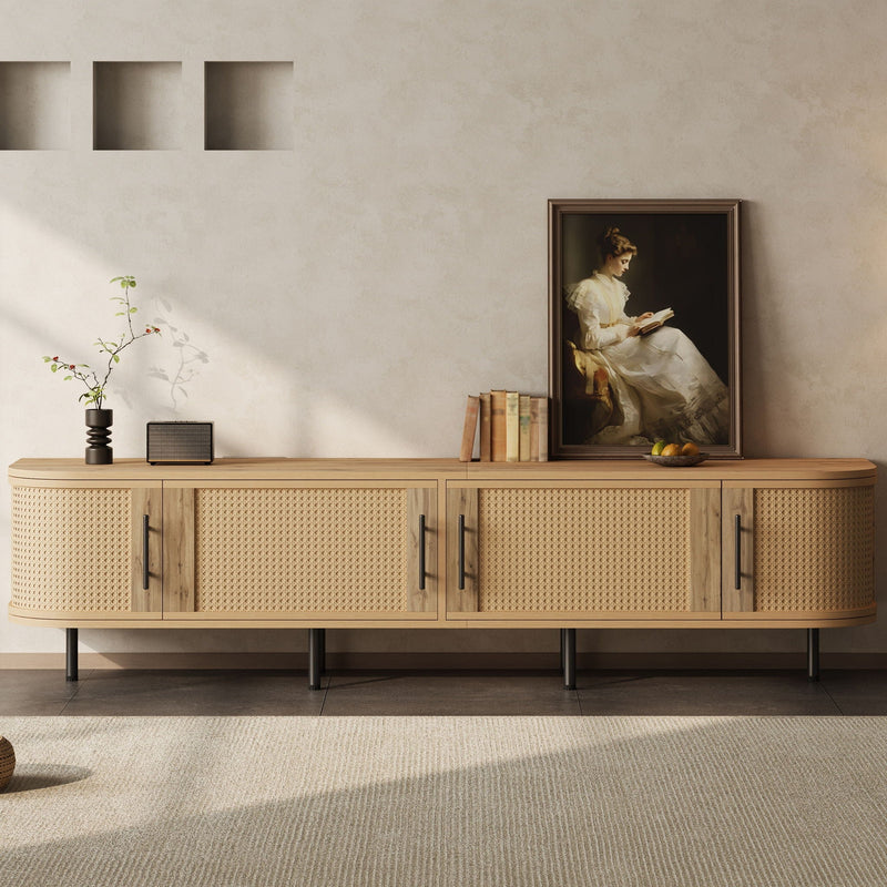 70" TV Stand With Doors, Construction For TVs Up To 80" - Natural Wood, photo 6 of 16