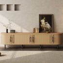 70" TV Stand With Doors, Construction For TVs Up To 80" - Natural Wood