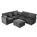 85.4' Sectional Sofa Modular Sofa U-shaped Sofa Couch Sofa Bed L-shaped Sofa with a Movable Ottoman and Two USB Ports for Living Room, Black