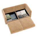 Stylish Camel Chenille 2-Seater Sofa with Storage Seat and Cylindrical Backrest