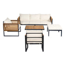 Outdoor 5-piece Acacia Wood and Metal Patio Sofa Set