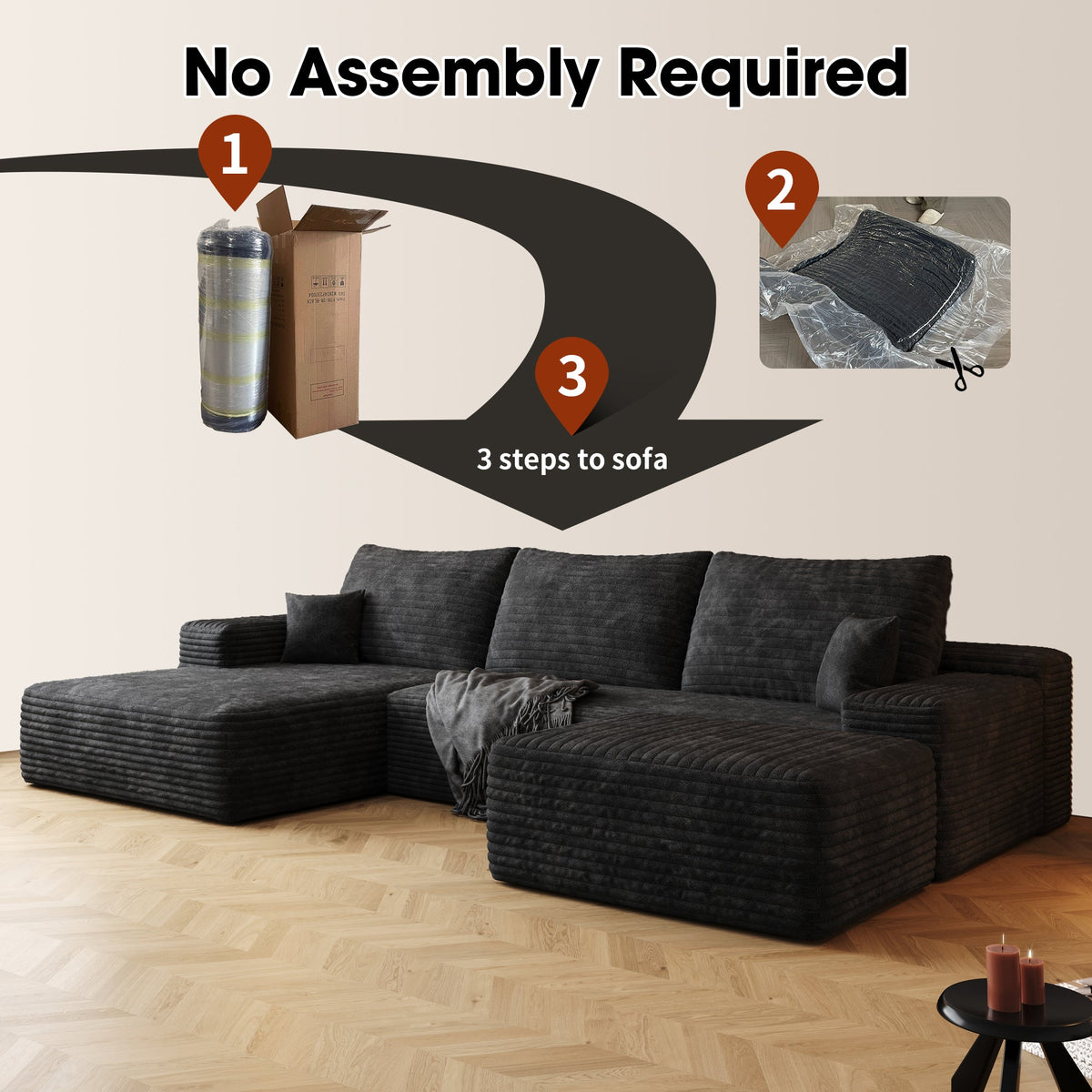 107" Cloud Sectional Sofa with Ottoman, photo 4 of 10