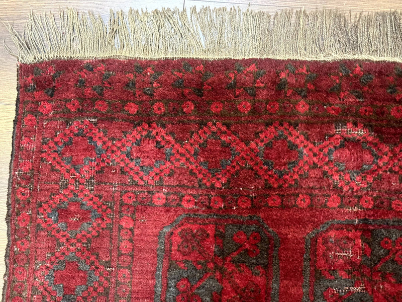 Afghan Turkoman Bokhara Bashir Rug 3x6, Red