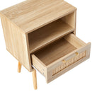 15.75" Rattan End Table With Drawer And Solid Wood Legs, Modern Nightstand, Side Table For Living Room, Bedroom by HouseOfZazla