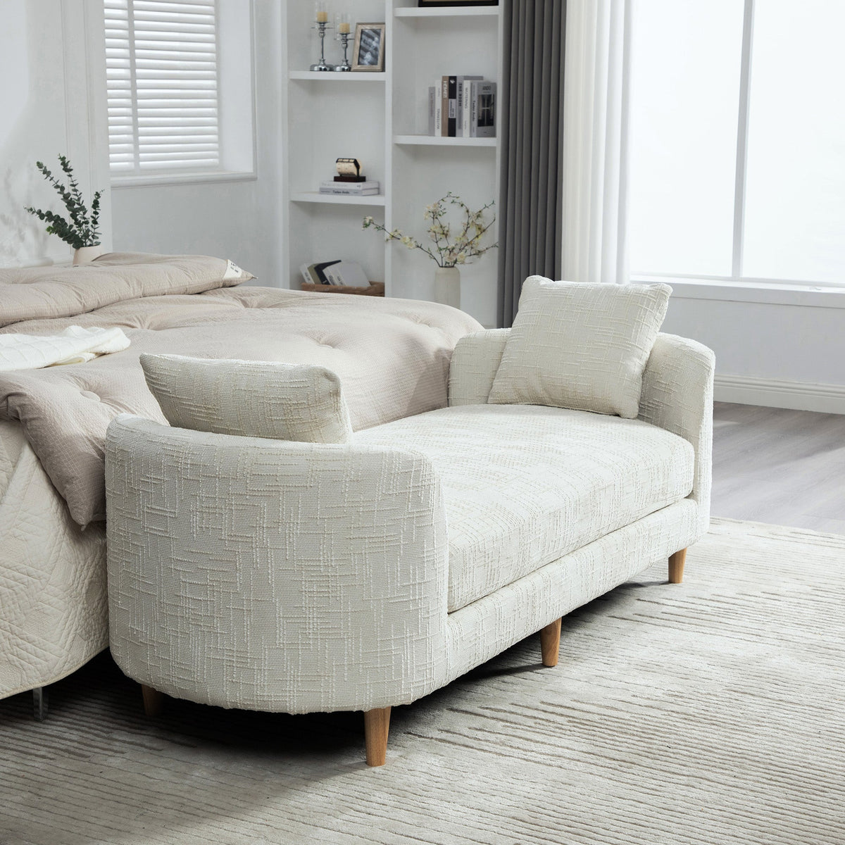 77.17" Wide Modern Upholstered End of Bed Bench, photo 3 of 10