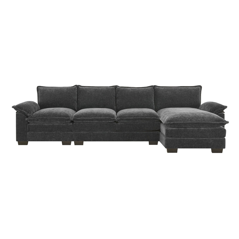 Walker Edison | Chenille Pillow Top Cloud L-shape Sectional Sofa with Chaise Lounge