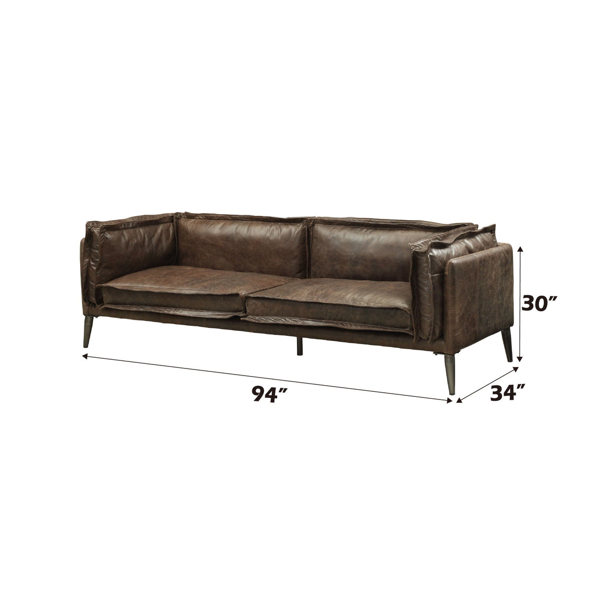 Porchester - Sofa - Distress Chocolate Top Grain Leather, photo 2 of 7