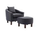 Accent Chair with Ottoman, Mid Century Modern Barrel Chair Upholstered Club Tub Round Arms Chair for Living Room