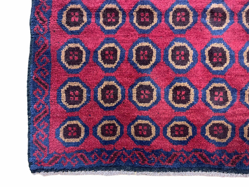 3'X 4'8" Vintage Handmade Tribal Wool Rug Balouchi Rug Afghan Rug Red Beige Blue